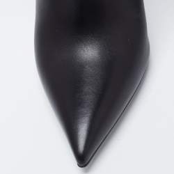 Pre Owned Versace Black Leather Knee Length Boots Size 38