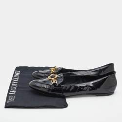 Pre Owned Versace Black Patent Leather Medusa Ballet Flats Size 39