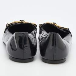Pre Owned Versace Black Patent Leather Medusa Ballet Flats Size 39