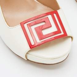 Versace White Patent Leather Embellished Peep Toe Pumps Size 37
