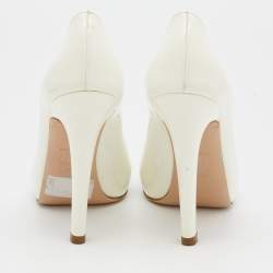 Versace White Patent Leather Embellished Peep Toe Pumps Size 37