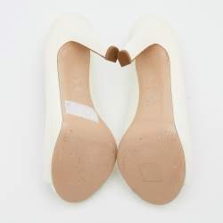 Versace White Patent Leather Embellished Peep Toe Pumps Size 37