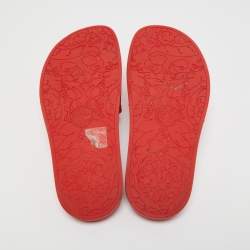 Versace Red Rubber La Medusa Flat Slides Size 39