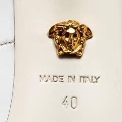 Pre Owned Versace White Leather Palazzo Pointed Toe Pumps Size 40