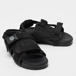 Pre Owned Versace Black Canvas and Leather Slingback  Sandals Size 39