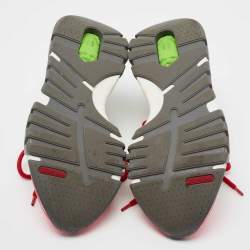 Pre Owned Versace Multicolor Nubuck Leather And Knit Fabric Squalo Low Top Sneakers Size 39.5