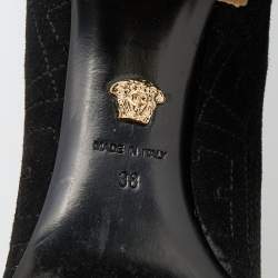 Pre Owned Versace Black Suede Knee Length Boots Size 38