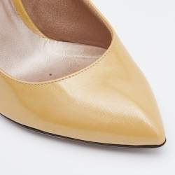 Versace Light Yellow Patent Leather Pointed Toe Pumps Size 38