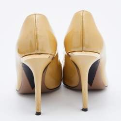 Versace Light Yellow Patent Leather Pointed Toe Pumps Size 38