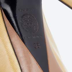 Versace Light Yellow Patent Leather Pointed Toe Pumps Size 38