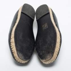 Versace Black Leather Medusa Slip on Espadrille Flats Size 37