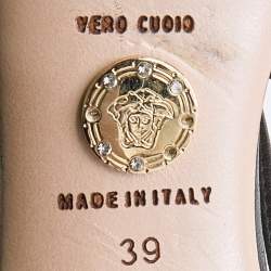 Pre Owned Versace Black Leather Medusa Ankle Strap Sandals Size 39