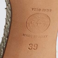 Pre Owned Versace White Python Leather Ankle Strap Sandals Size 39