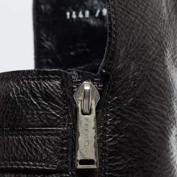 Pre Owned Versace Black Leather Knee Length  Boots Size 39