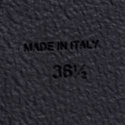 Pre Owned Versace Black/Yellow Hibiscus Print Canvas Espadrille Wedge Ankle Strap Sandals Size 36.5