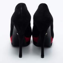 Versace Black Suede Pointed Toe Platform Pumps Size 38