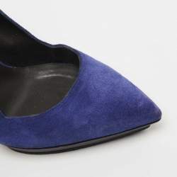 Pre Owned Versace Blue/Black Suede and Patent Leather Platform Pumps Size 38
