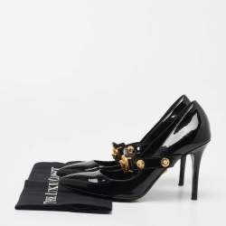 Pre Owned Versace Black Patent Leather Medusa Mary Jane Pumps Size 39