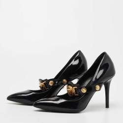 Pre Owned Versace Black Patent Leather Medusa Mary Jane Pumps Size 39