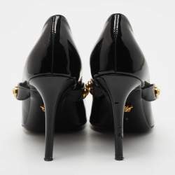 Pre Owned Versace Black Patent Leather Medusa Mary Jane Pumps Size 39
