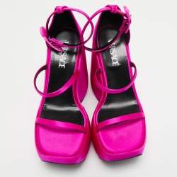 Versace Fuchsia Satin Triplatform Sandals Size 38.5