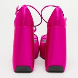 Versace Fuchsia Satin Triplatform Sandals Size 38.5