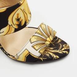 Versace Black/White Canvas Flower Print Slide Sandals Size 37