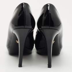 Versace Black Patent Leather Medusa Peep Toe Pumps Size 38