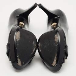 Versace Black Patent Leather Medusa Peep Toe Pumps Size 38