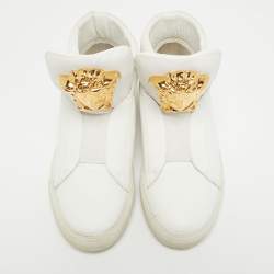Versace White Leather Medusa High Top Sneakers Size 39