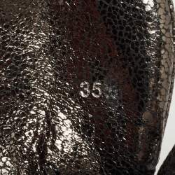 Pre Owned Versace Metallic Grey Laminated Suede Medusa High Top Sneakers Size 35.5