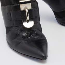 Pre Owned Versace Black Stretch Fabric and Leather Knee Length Boots Size 41