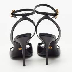 Versace Black Leather Ankle Strap Sandals Size 38