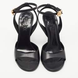 Versace Black Leather Ankle Strap Sandals Size 38