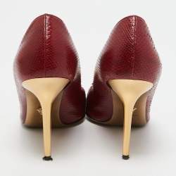 Versace Red Snakeskin Leather Medusa Pointed Toe Pumps Size 38.5