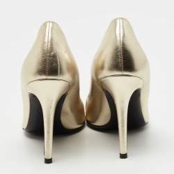 Versace Metallic Gold Leather Medusa Detail Pointed Toe Pumps Size 38