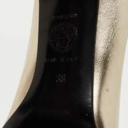 Versace Metallic Gold Leather Medusa Detail Pointed Toe Pumps Size 38