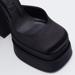 Pre Owned Versace Black Satin Medusa Aevitas Double Platform Pumps Size 38