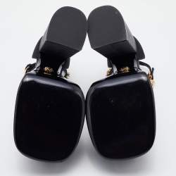 Pre Owned Versace Black Satin Medusa Aevitas Double Platform Pumps Size 38