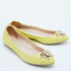 Versace Yellow Leather Medusa Ballet Flats Size 38