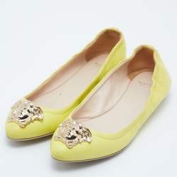 Versace Yellow Leather Medusa Ballet Flats Size 38