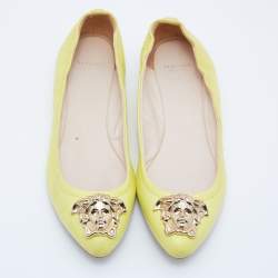 Versace Yellow Leather Medusa Ballet Flats Size 38