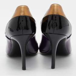 Pre Owned Versace Multicolour Patent Leather,Suede and Leather Booties Size 36.5