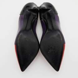 Pre Owned Versace Multicolour Patent Leather,Suede and Leather Booties Size 36.5