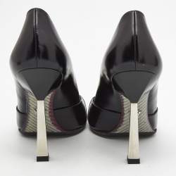 Pre Owned Versace Black Leather Medussa Metal Heel Pumps Size 37