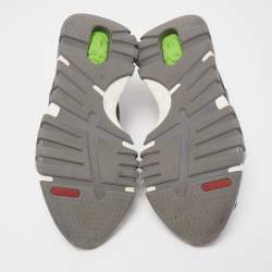 Pre Owned Versace Black/Grey Mesh And Leather Squalo Low Top Sneakers Size 39