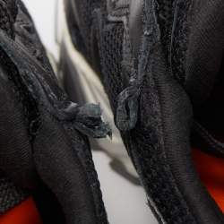 Pre Owned Versace Black/Grey Mesh And Leather Squalo Low Top Sneakers Size 39