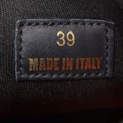 Pre Owned Versace Black/Grey Mesh And Leather Squalo Low Top Sneakers Size 39