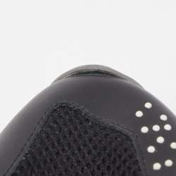 Pre Owned Versace Black/Grey Mesh And Leather Squalo Low Top Sneakers Size 39