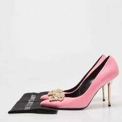 Pre Owned Versace Pink Leather Medusa Pumps Size 40